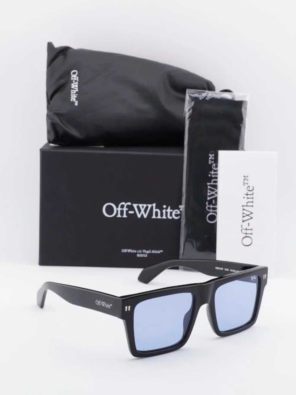 Off-White OERI109 LAWTON 1040 Square Sunglasses – Shiny Black / Blue